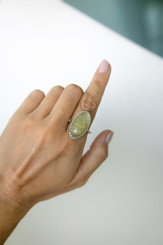 Rutilated Quartz and sterling silver .925 size 10 1/2