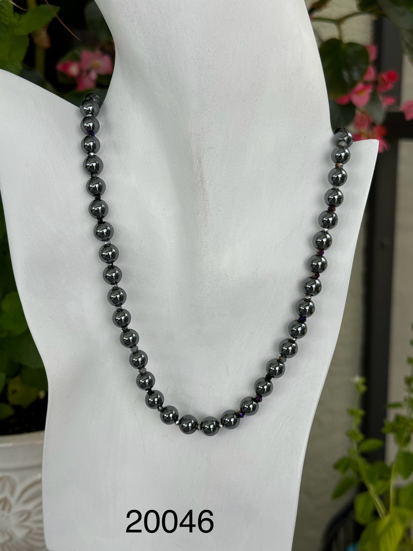 Hematite and crystal sterling silver .925 necklace 20” or 51cm