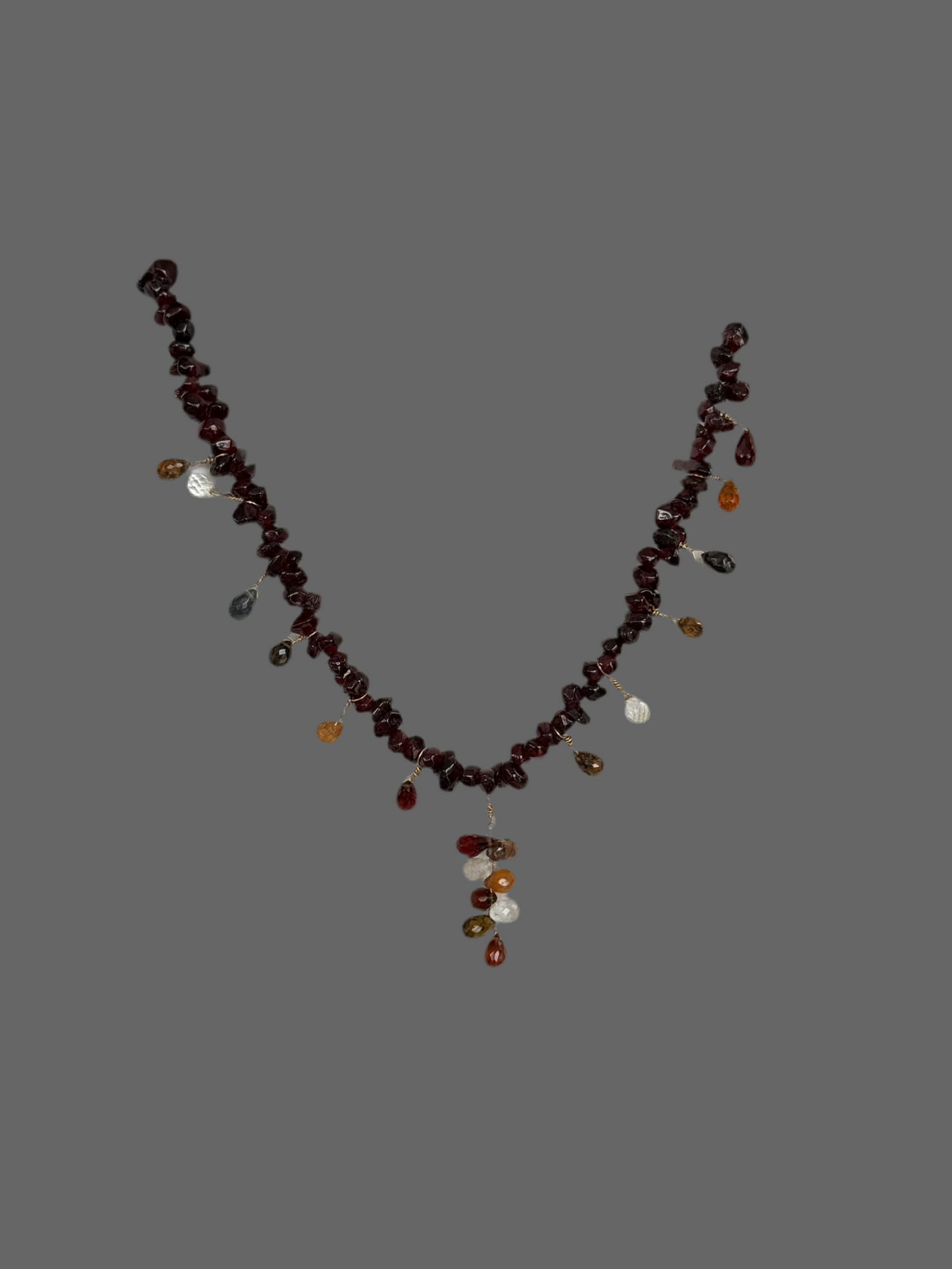 Watermelon, garnet and gold filled