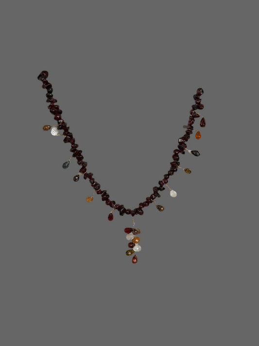 Watermelon, garnet and gold filled