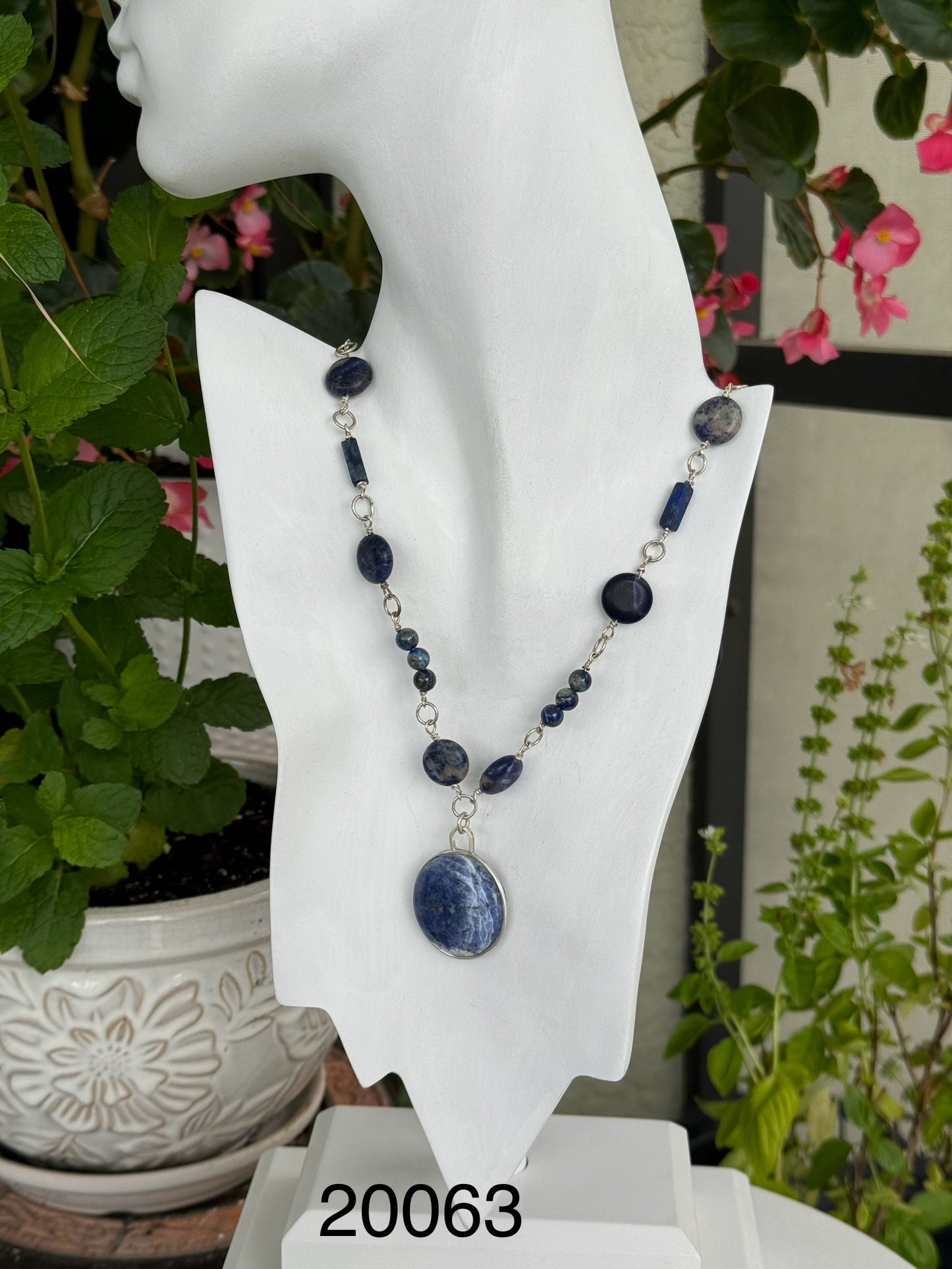 Sodality stone sterling silver .925 necklace 18” or 45cm