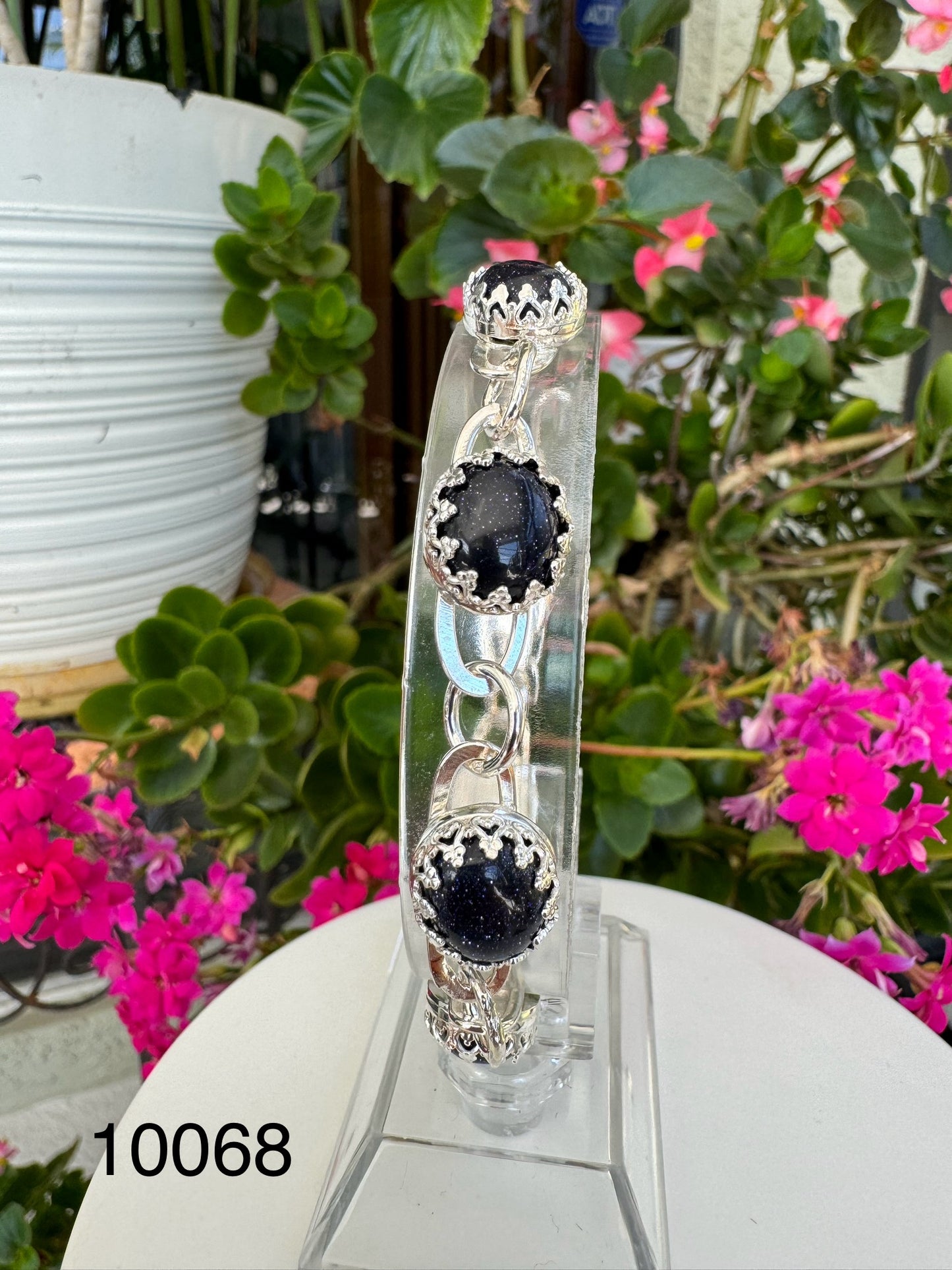 Goldstone man-made glass and sterling silver .925