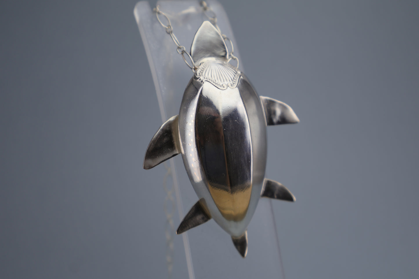 Sterling silver .925 Leather back turtle (Pendant only)