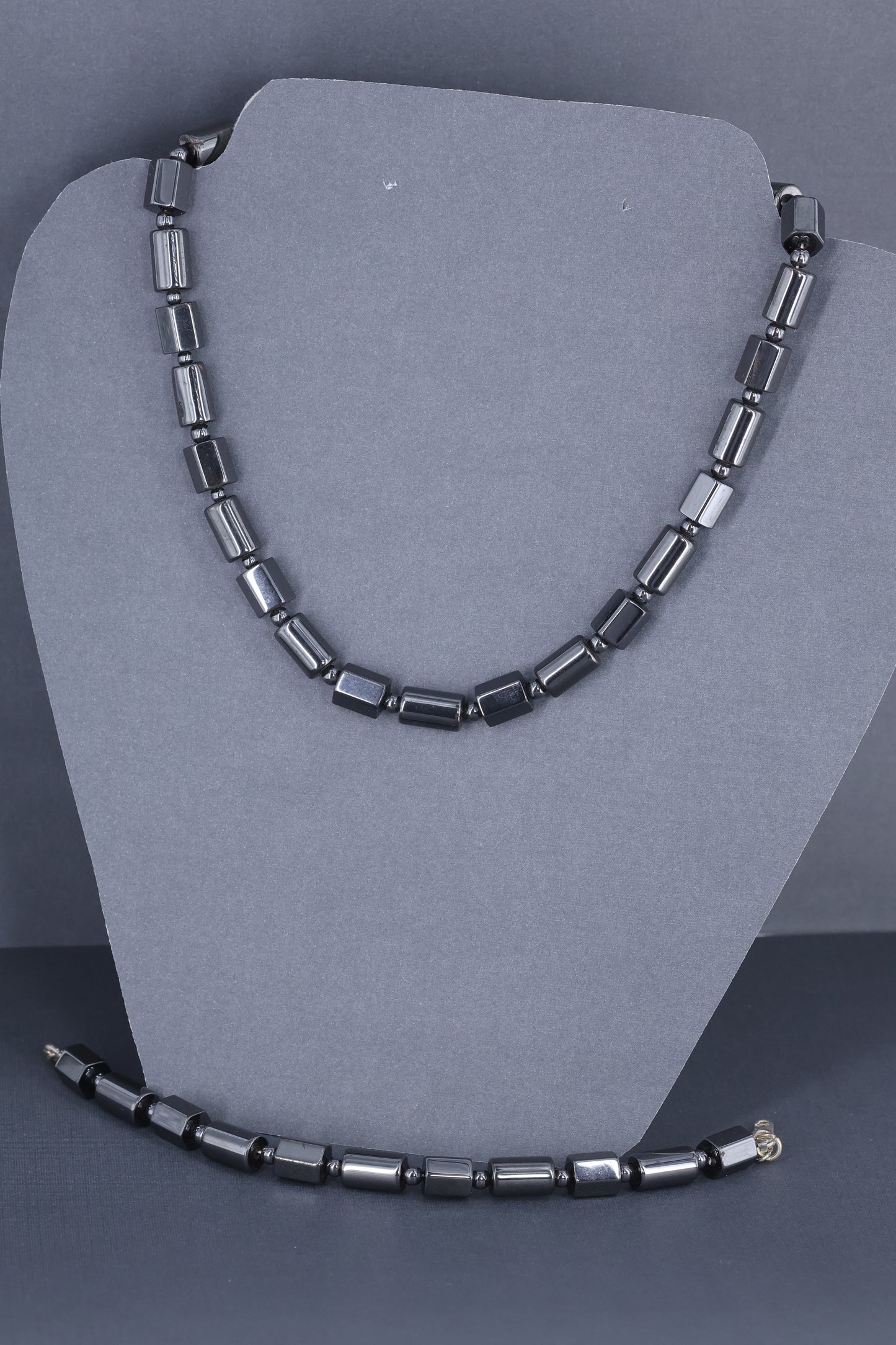 Hematite necklace with plated sterling silver clasp 20” or 50 cm