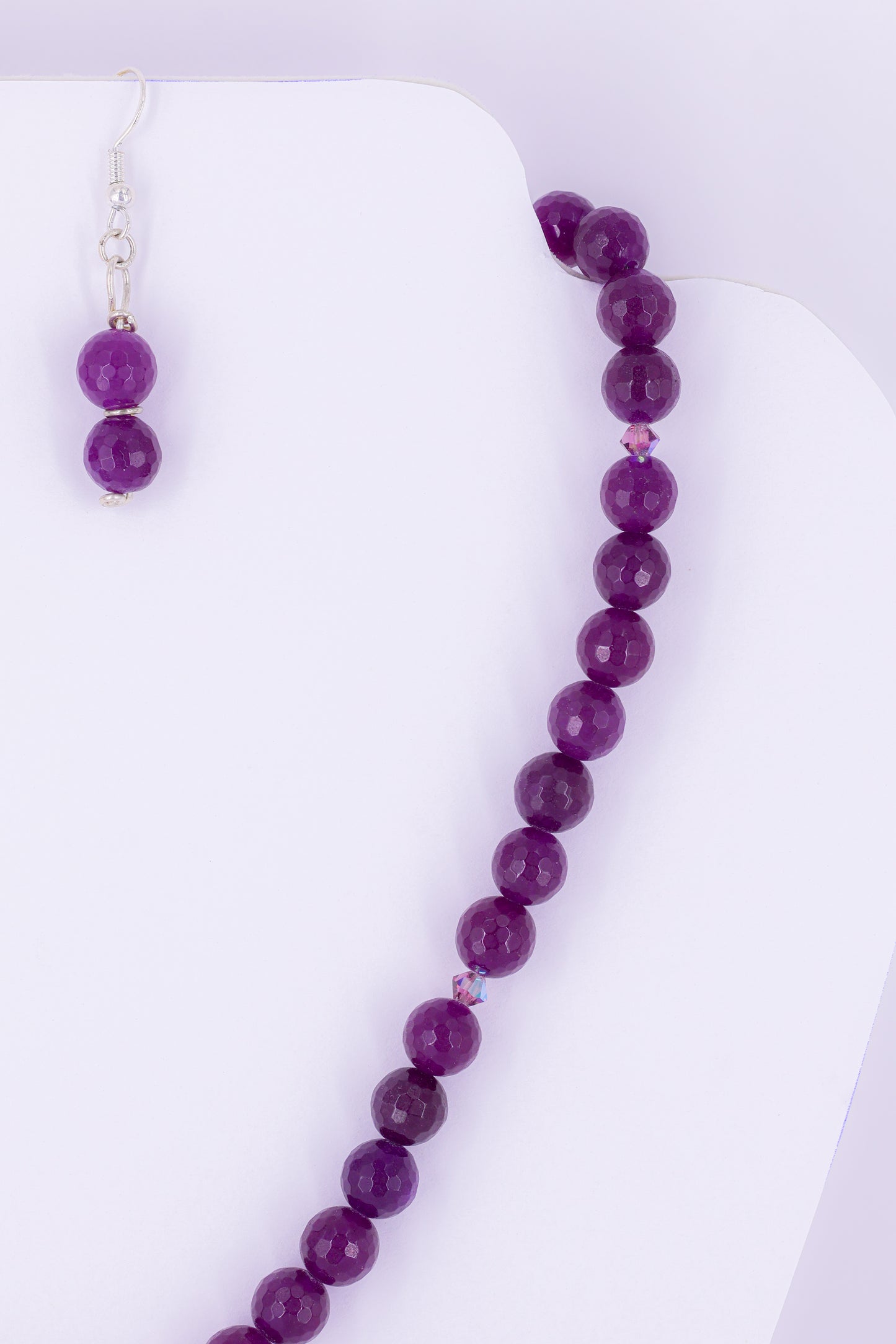 Jade and crystal sterling silver .925 necklace paired with matching earrings 18” or 45 cm