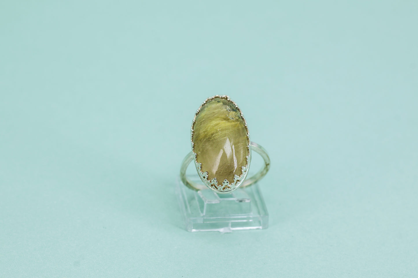 Rutilated Quartz and sterling silver .925 size 10 1/2