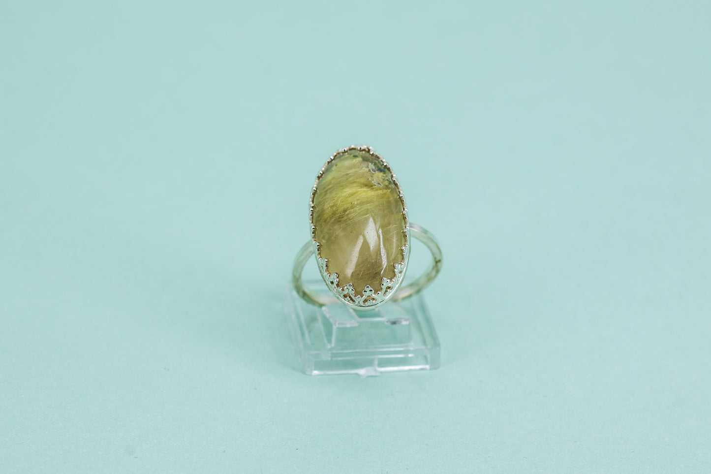 Rutilated Quartz and sterling silver .925 size 10 1/2
