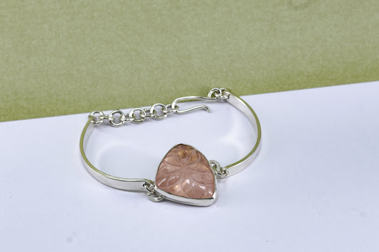 Rose quartz and sterling silver