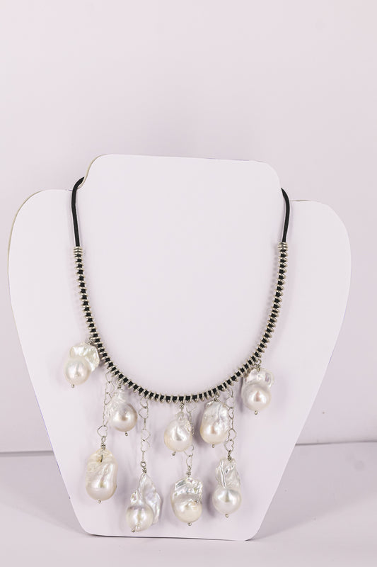 Baroque Pearls, lather and Argentium