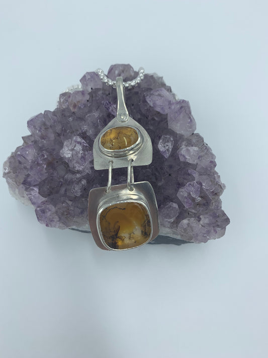 Amber set in sterling silver .925 (Pendant only) 28.09mm x 73.65mm