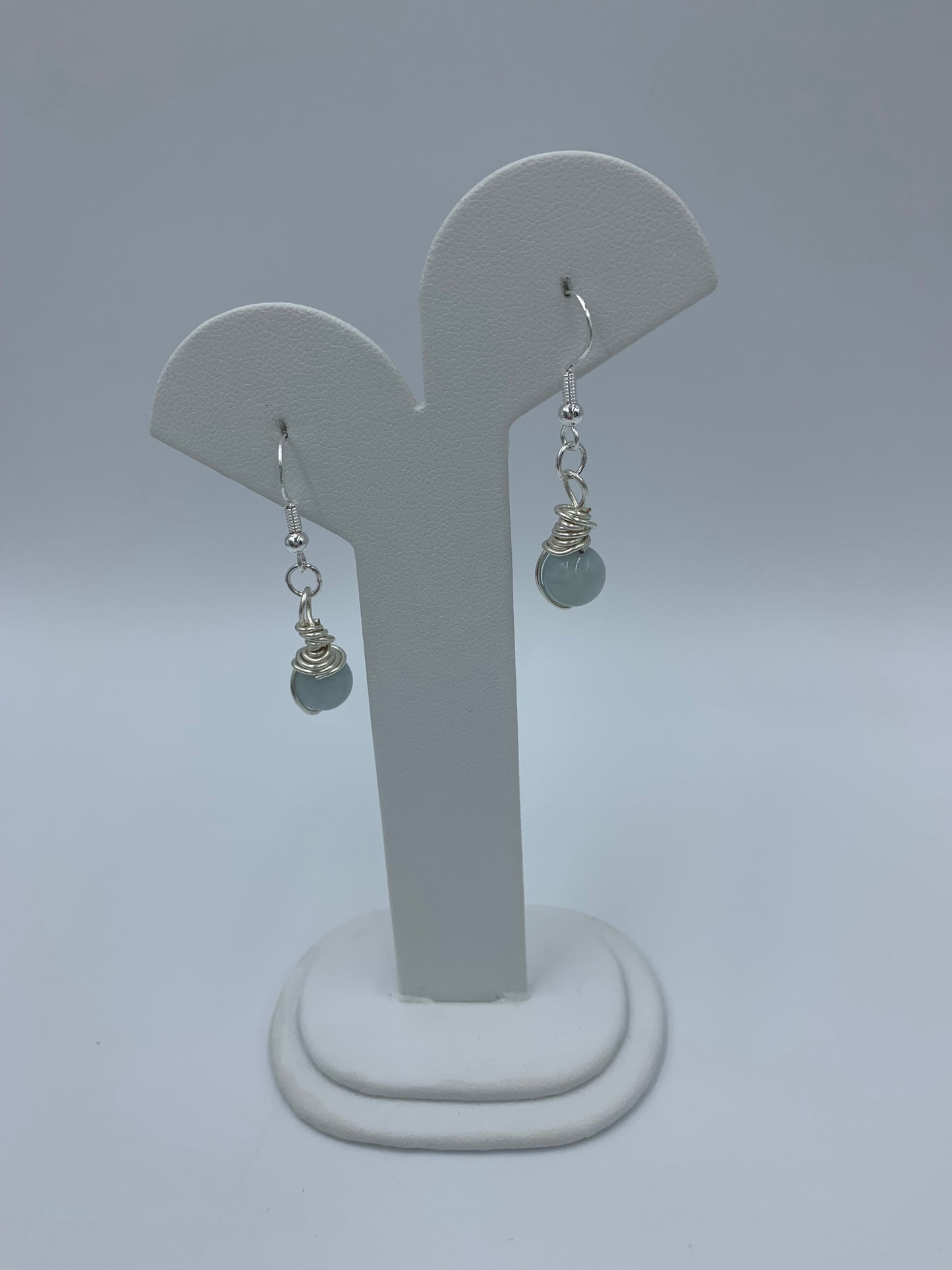 Aquamarine sterling silver .925 necklace paired with matching earrings 23” or 42cm