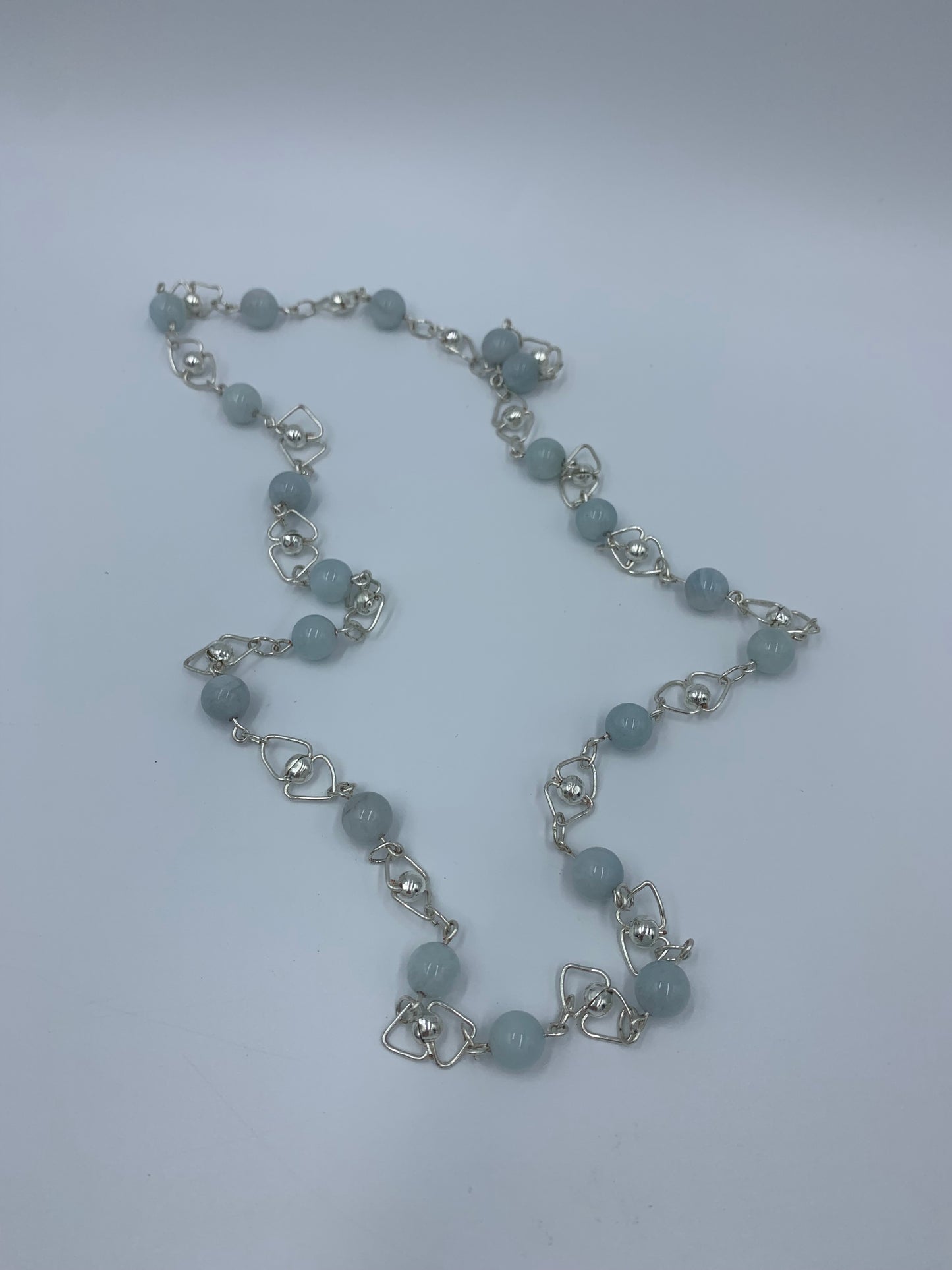 Aquamarine sterling silver .925 necklace paired with matching earrings 23” or 42cm