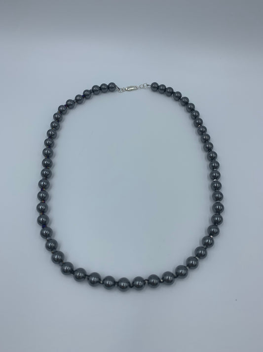 Hematite and crystal sterling silver .925 necklace 20” or 51cm