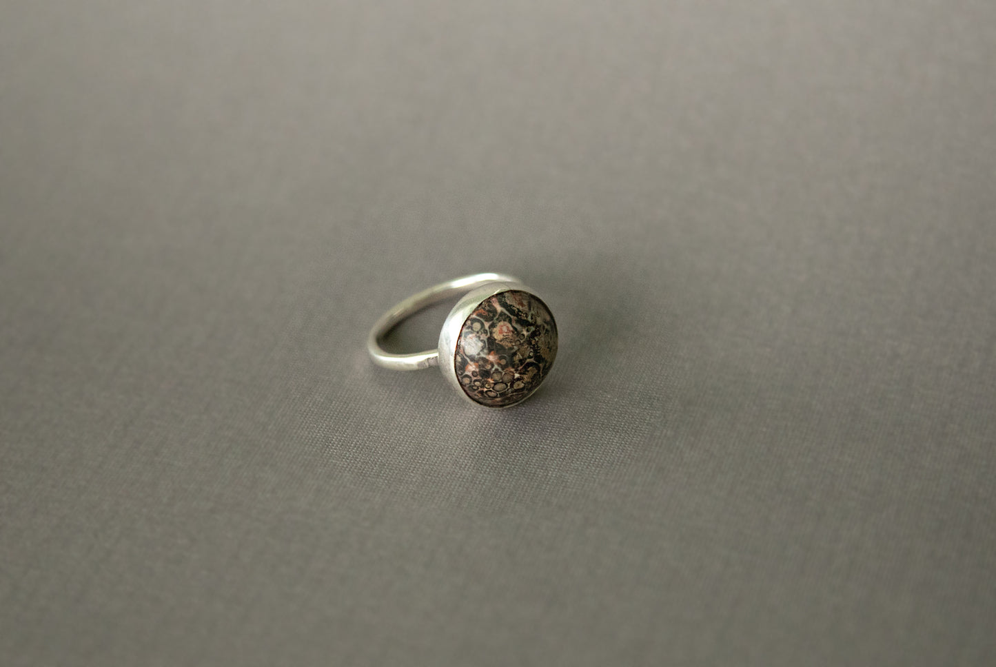 Leopard skin Jasper and sterling silver, size 8 1/2