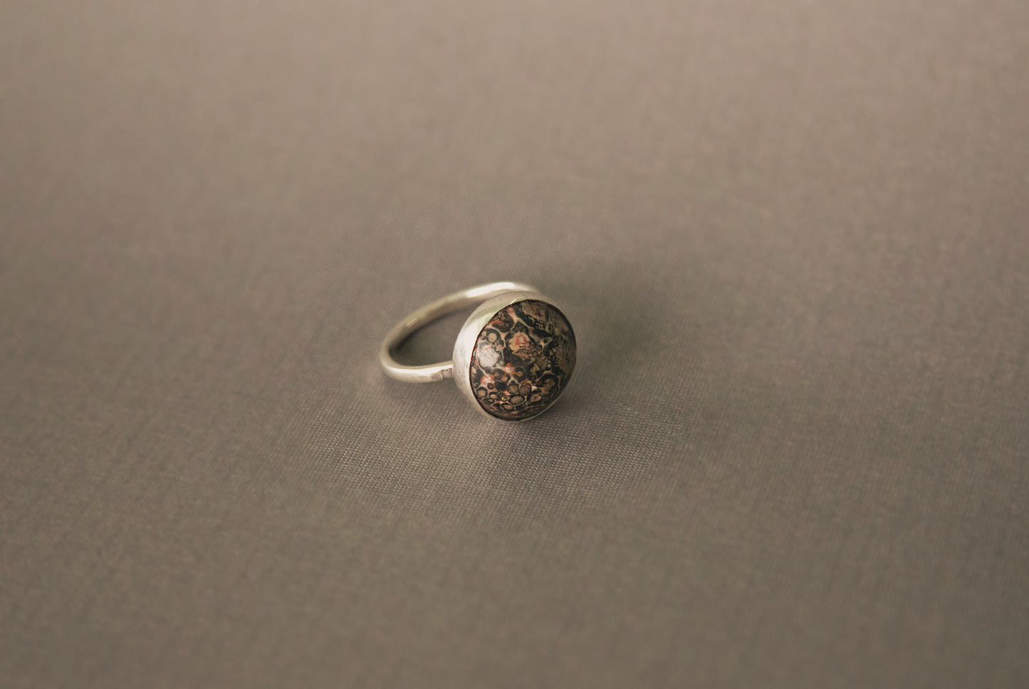Leopard skin Jasper and sterling silver, size 8 1/2