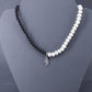 Onyx and moon stone with stainless pendant, sterling silver .925 necklace  17” or 45 cm