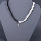 Onyx and moon stone with stainless pendant, sterling silver .925 necklace  17” or 45 cm