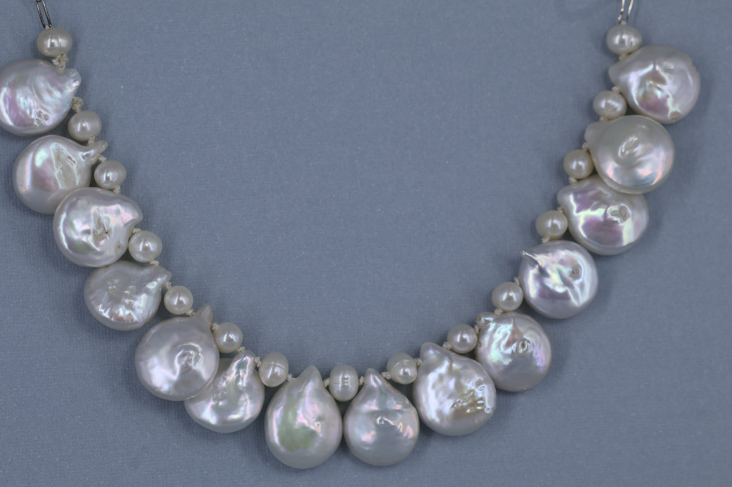 Fresh water pearl sterling silver .925 necklace paired with matching earrings and bracelet.  Necklace – 16” or 41cm  Bracelet -7” or 19 cm