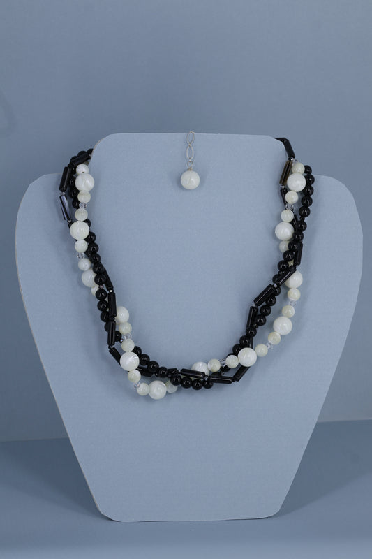 Mother of pearl, onix,agate and sterling silver