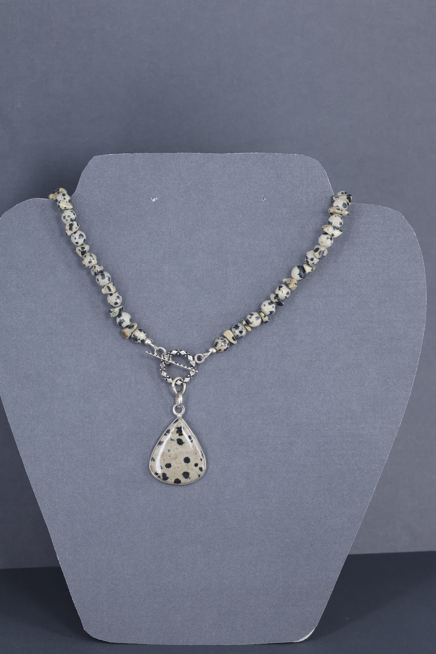 Dalmatian Jasper stone, sterling silver .925 pendant