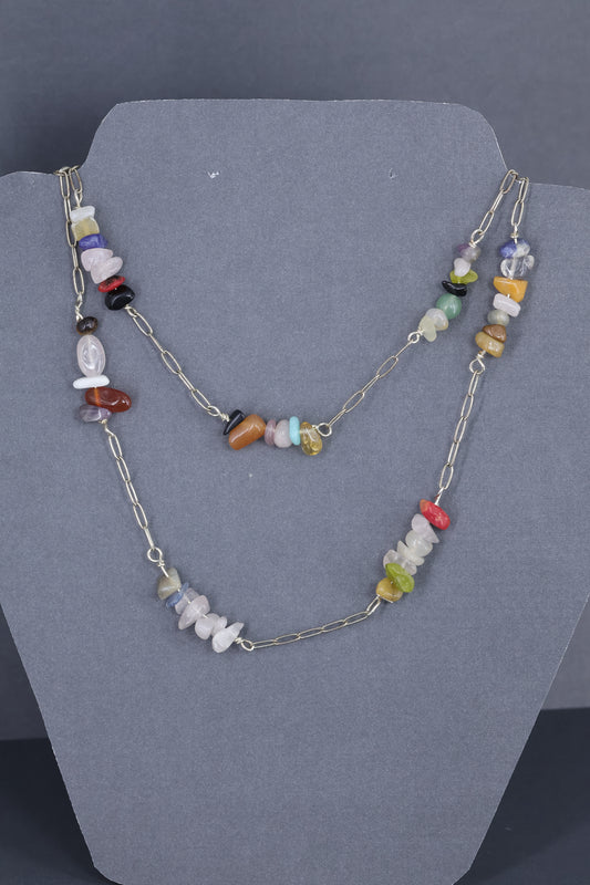 Chipped-stone sterling silver .925 necklace   31” or 93cm