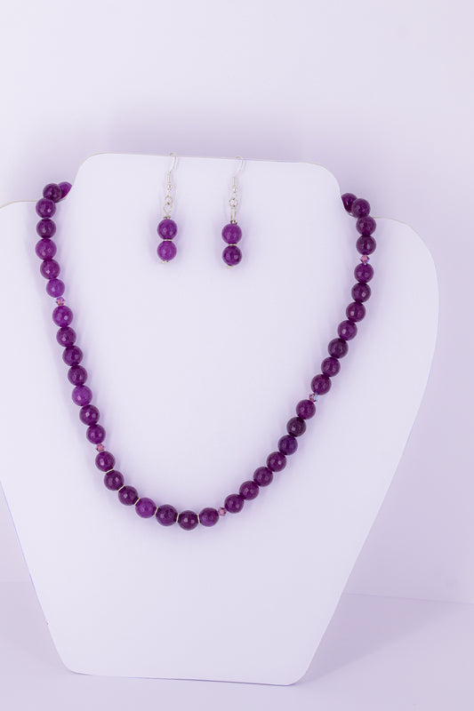 Jade and crystal sterling silver .925 necklace paired with matching earrings  18” or 45 cm