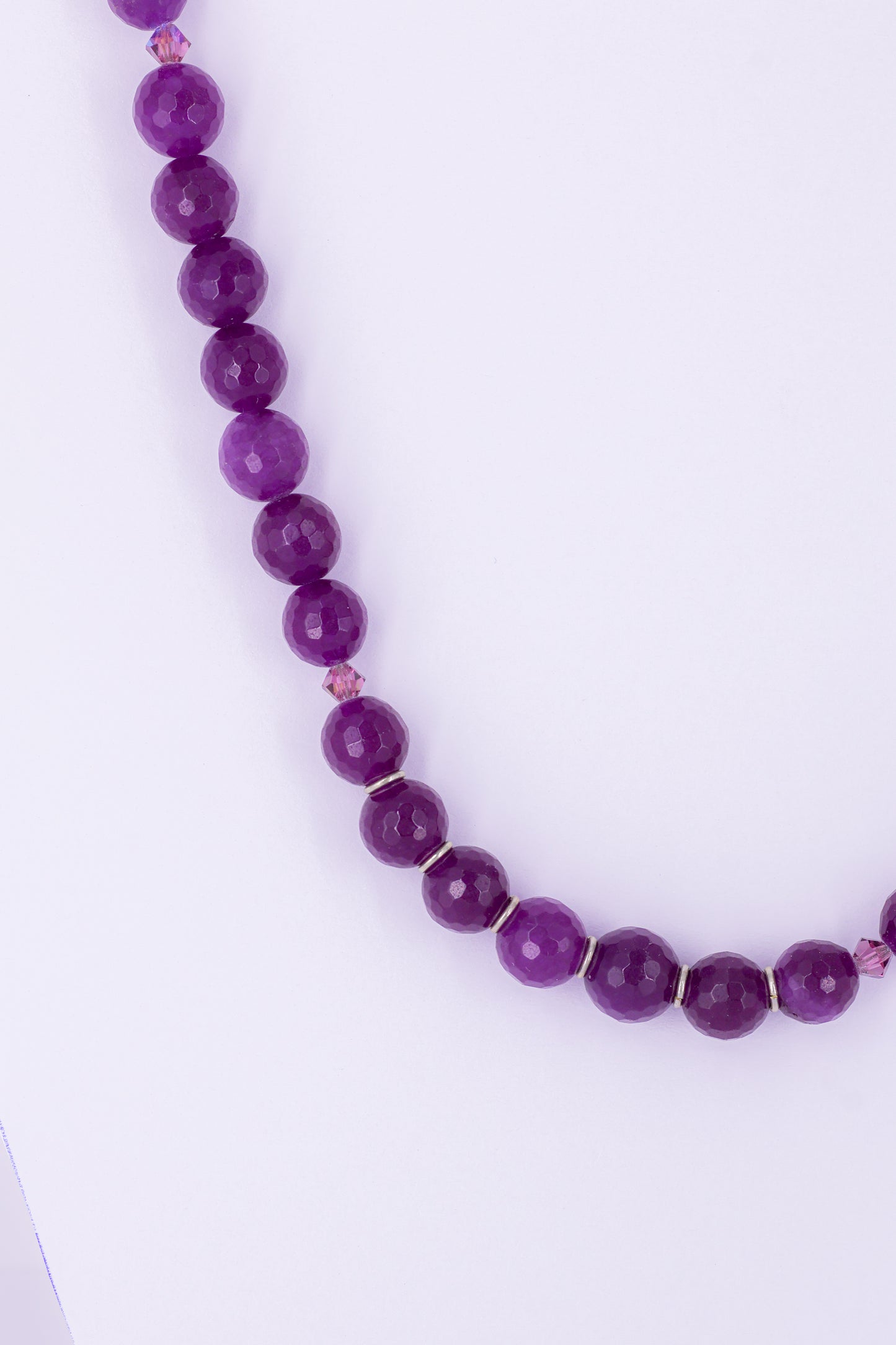 Jade and crystal sterling silver .925 necklace paired with matching earrings  18” or 45 cm