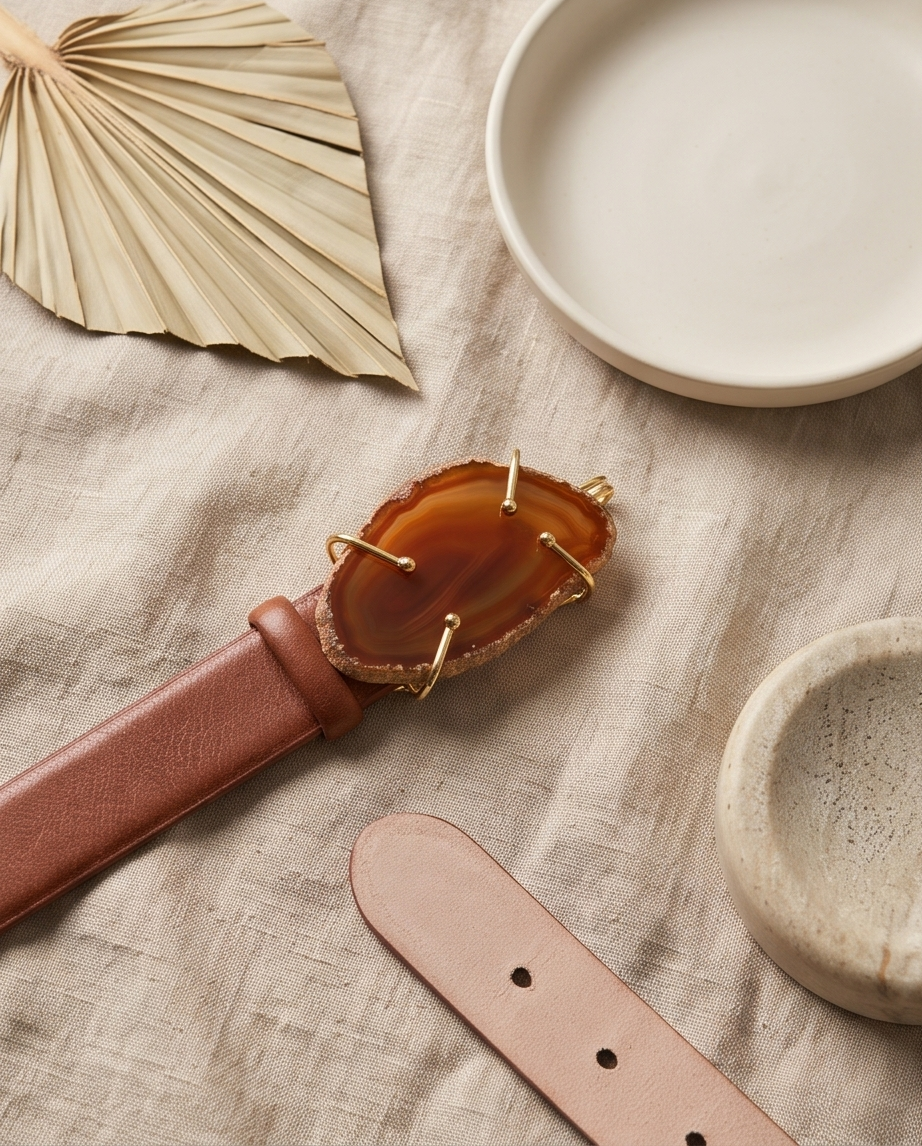 Leather belt with gemstome