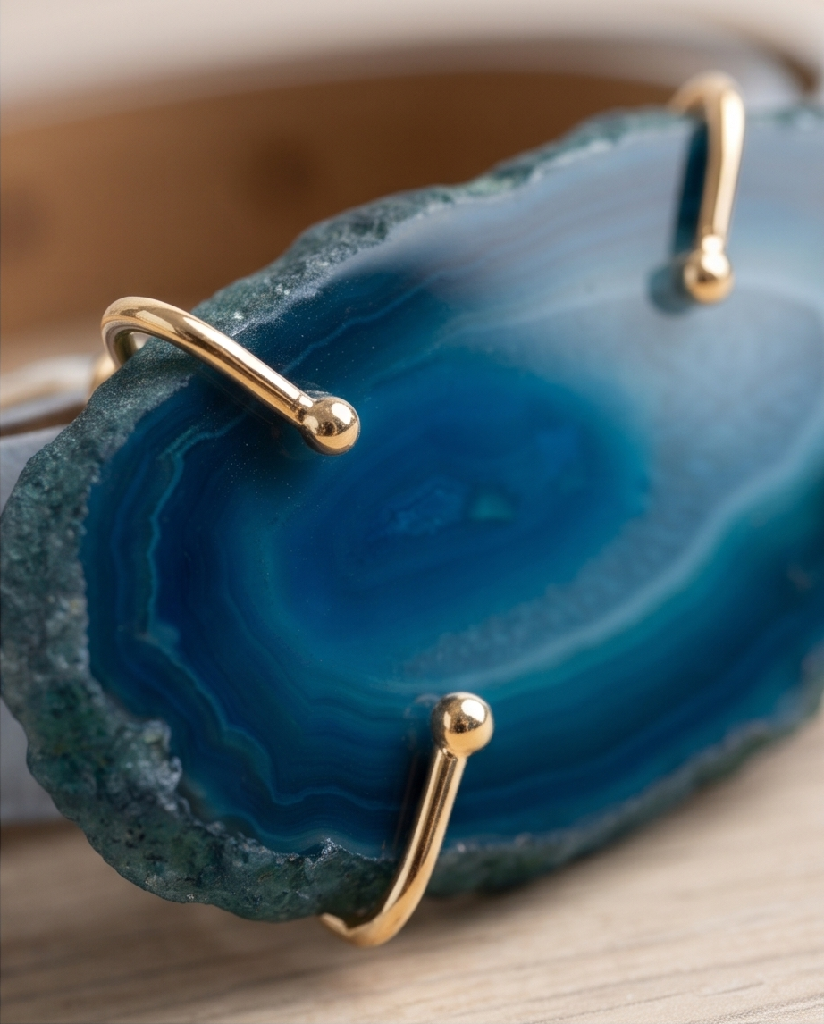 Leather belt with gemstone