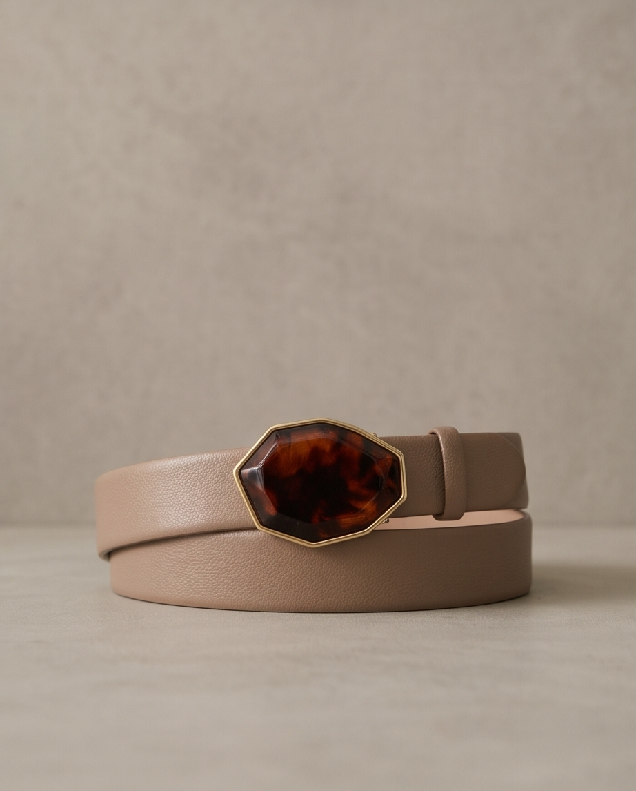 Leather belt with resin
