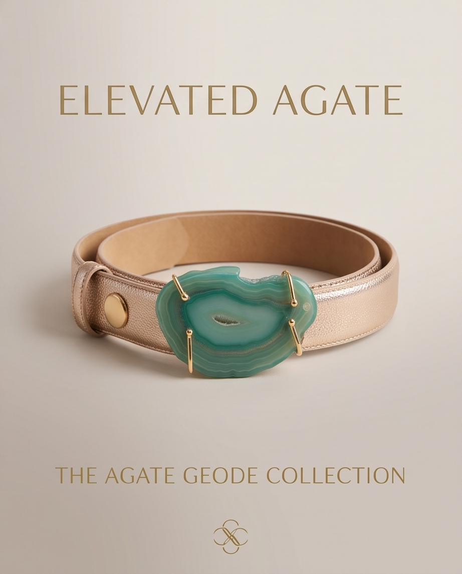 Leather belt with gemstone