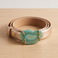 Leather belt with gemstone