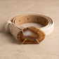 Leather belt with gemstone