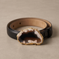 Leather belt with gemstone