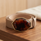 Leather belt with resin