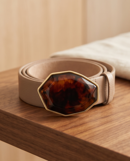 Leather belt with resin