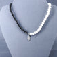 Onyx and moon stone with stainless pendant, sterling silver .925 necklace  17” or 45 cm