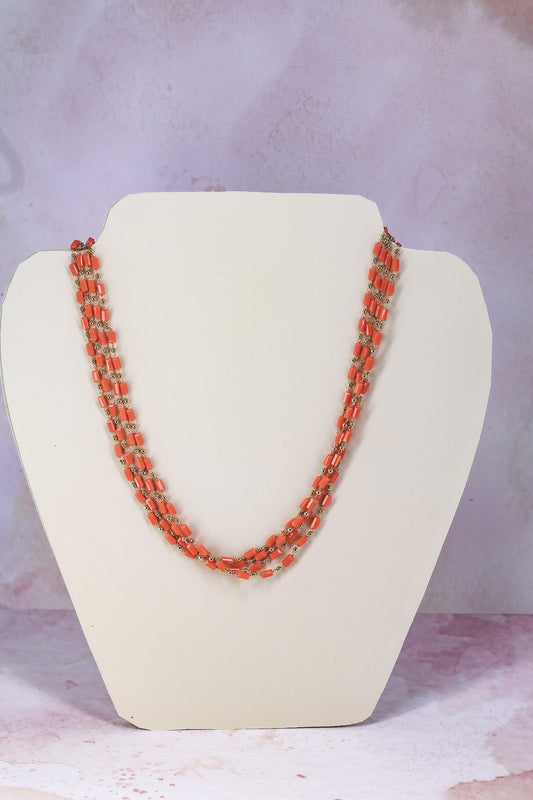 Salmon color bead and gold plated