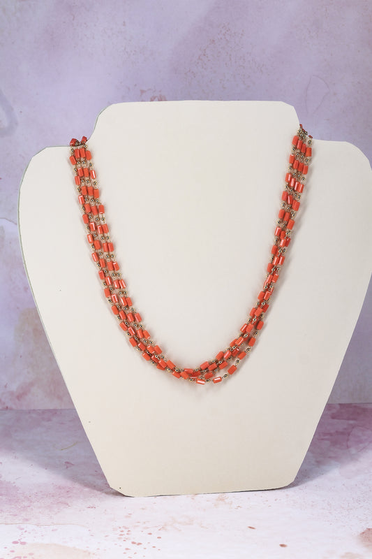Salmon color bead and gold plated