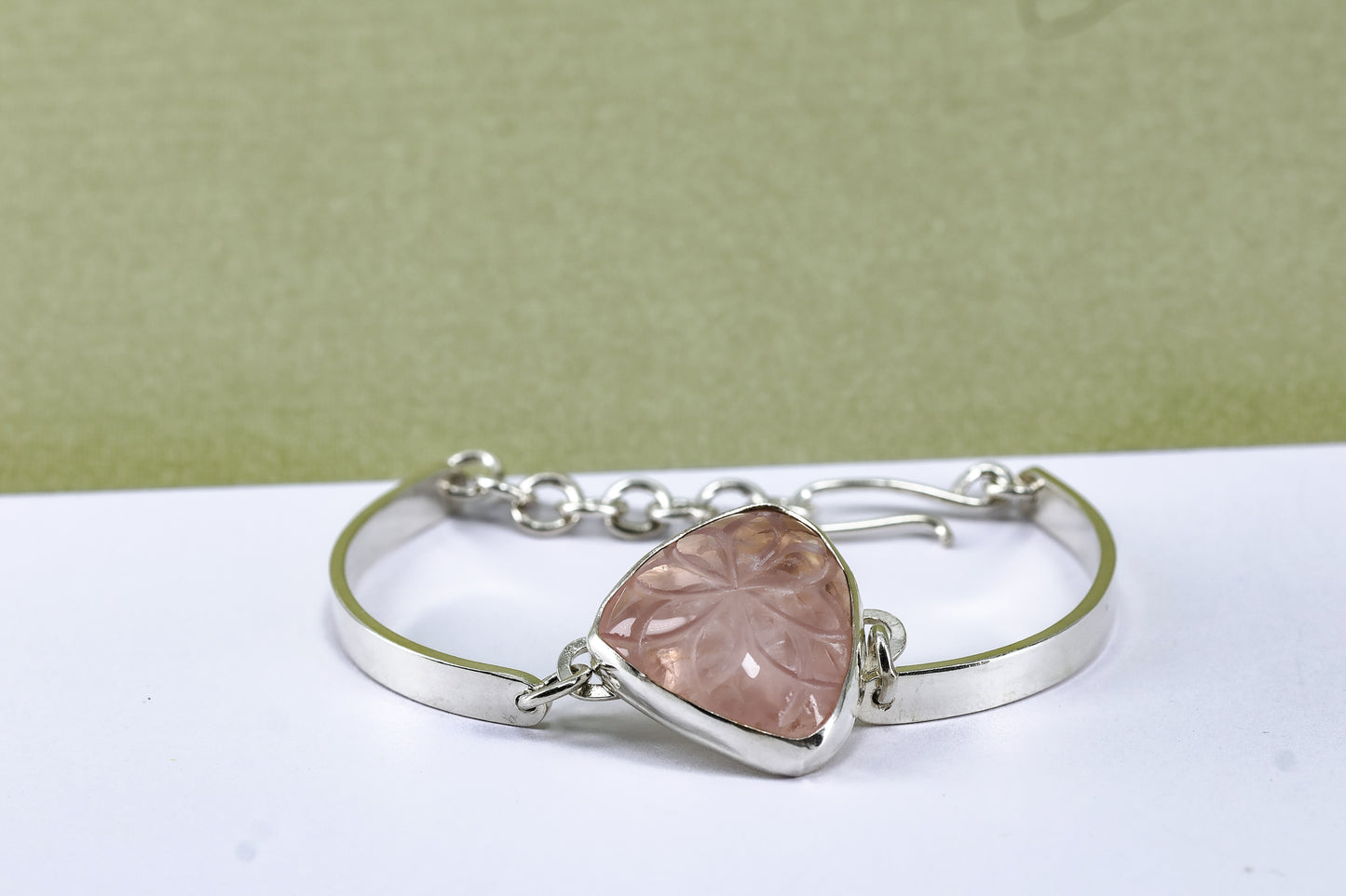 Rose quartz and sterling silver