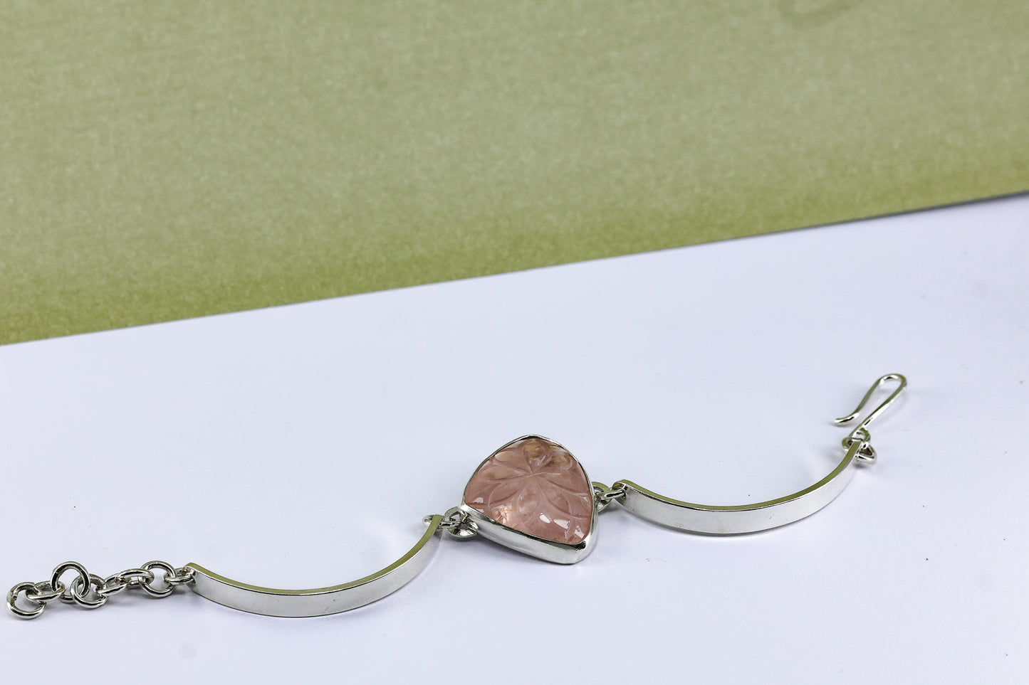 Rose quartz and sterling silver