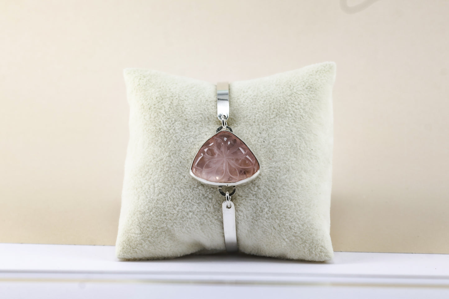 Rose quartz and sterling silver