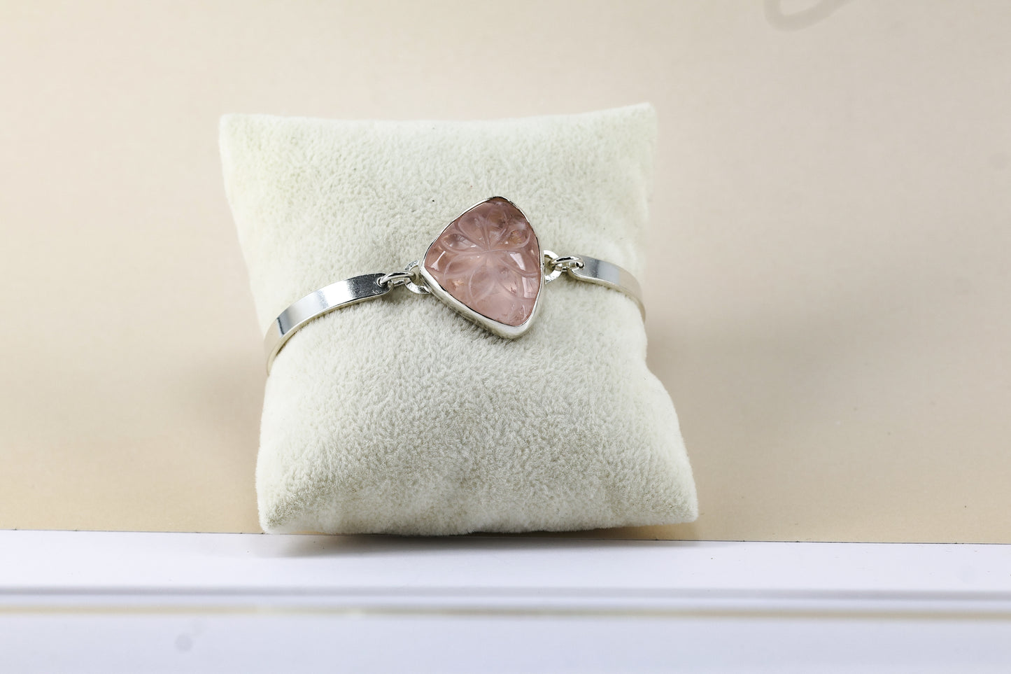 Rose quartz and sterling silver