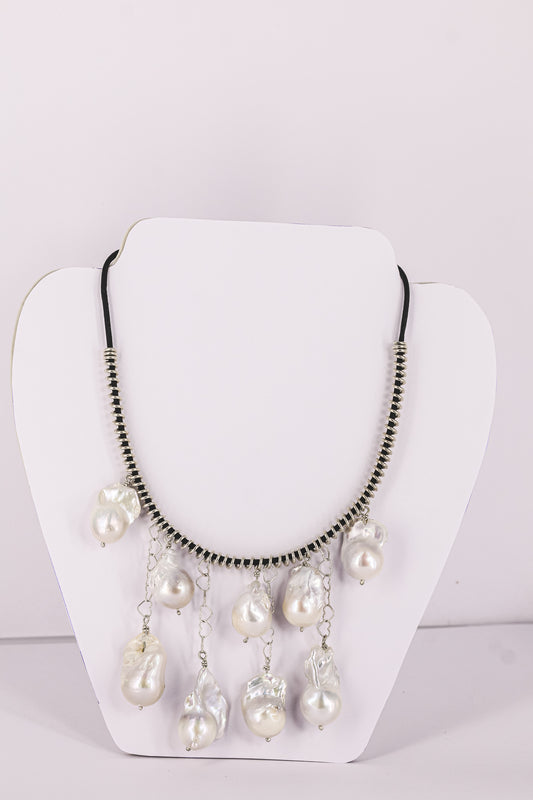 Baroque Pearls, lather and Argentium