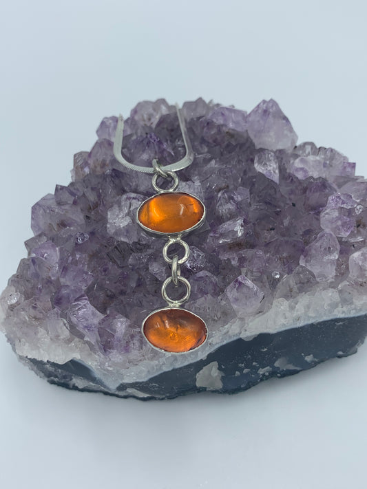 Amber set in sterling silver .925 (Pendant only)  16.66mm x 40.23mm