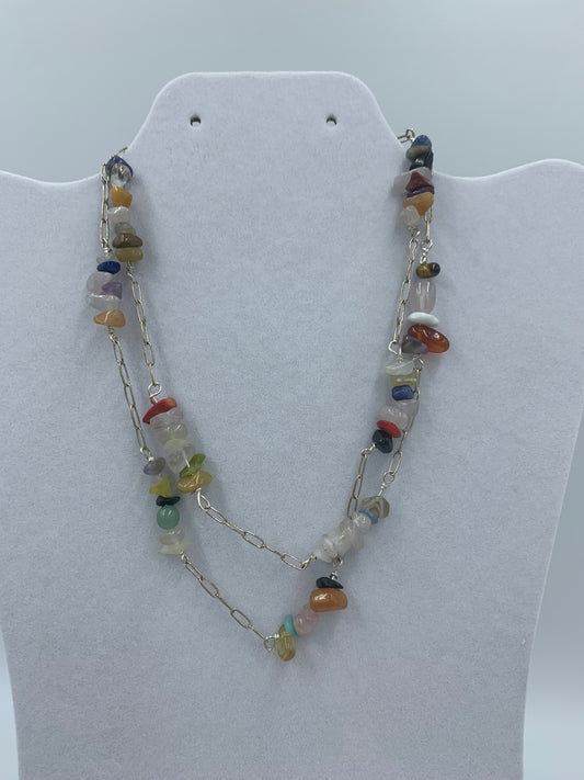 Chipped-stone sterling silver .925 necklace   31” or 93cm