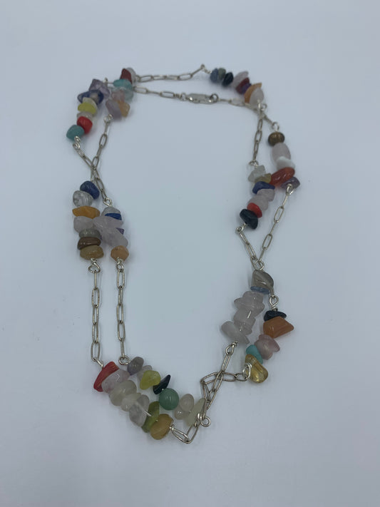 Chipped-stone sterling silver .925 necklace   31” or 93cm