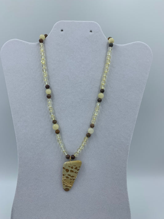 Citrine and jade gold-filled necklace    18” or 45cm