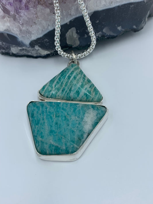 Amazonite stone set in sterling silver .925 (Pendant only)    39.85mm x 56mm