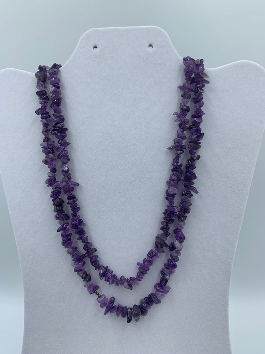 Amethyst stone-chip necklace  20” or 50cm